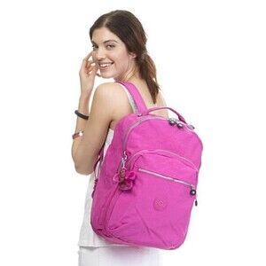 kipling seoul backpack Pink Laptop Padded Shoulder Strap  Coated Nylon